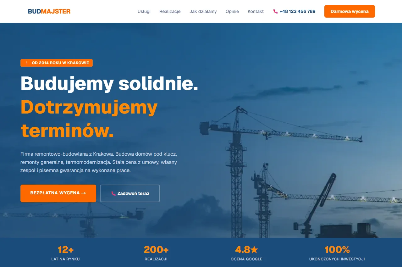 Podgląd strony - Firma budowlana